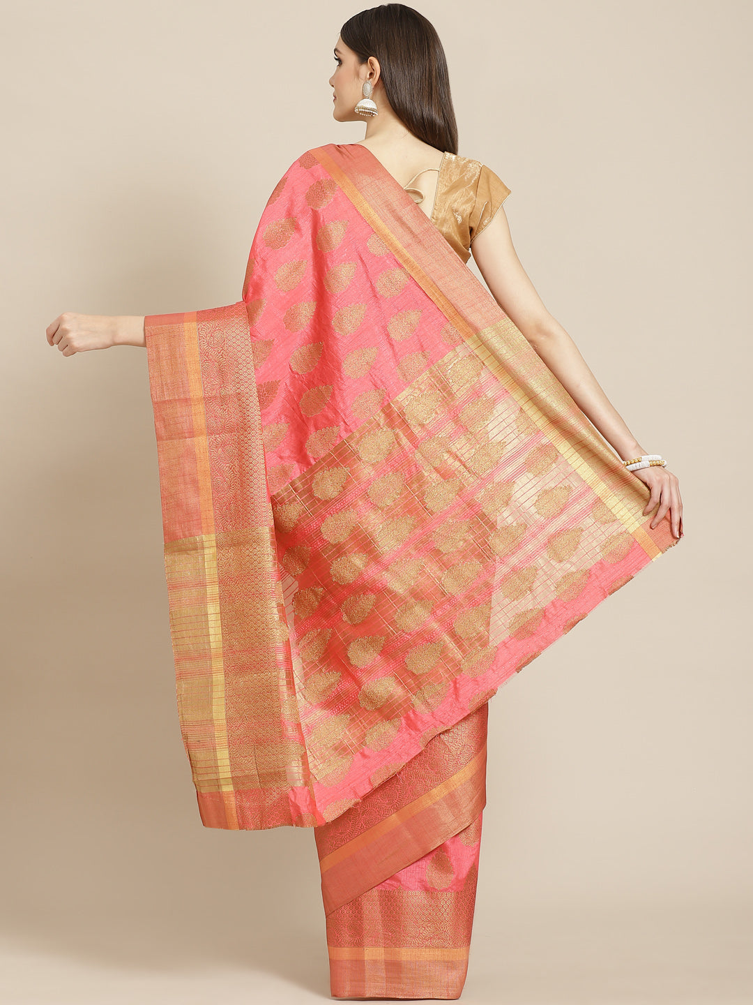 Zari Border Booti Art Handloom Woven Saree