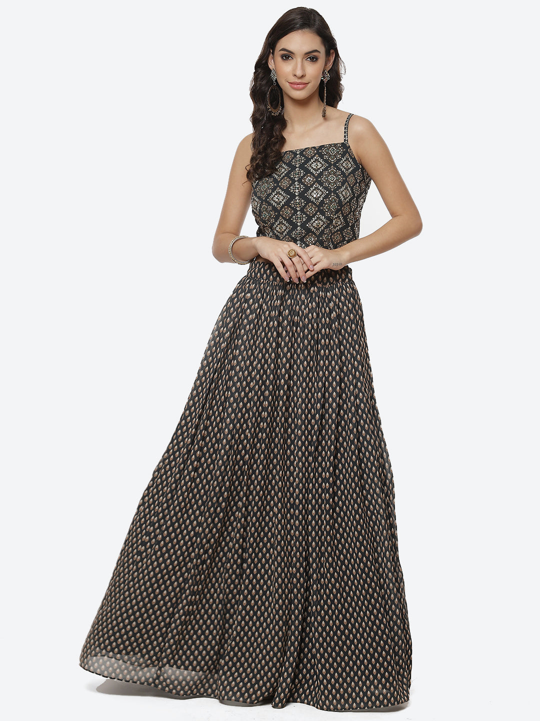 Paisley Printed Crepe Jacket With Lehenga Choli And Net Dupatta