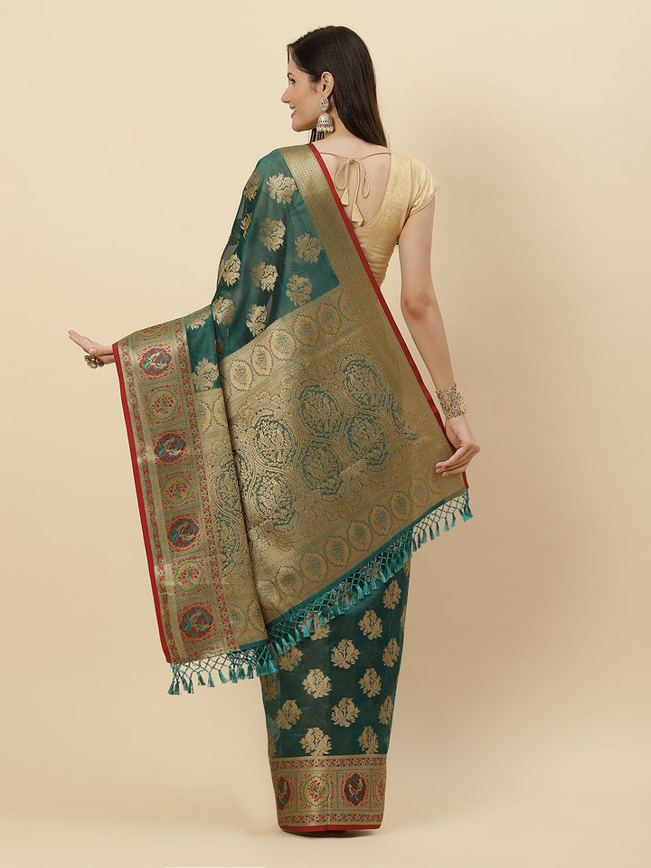 Zari Border Booti Cotton Woven Saree