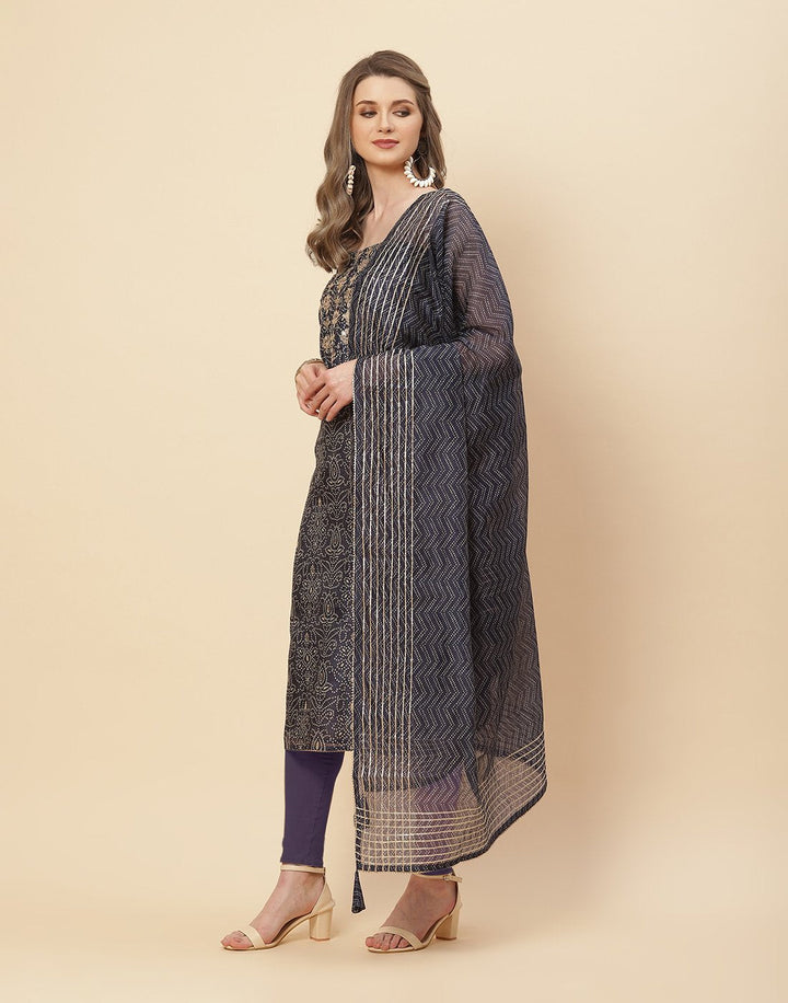 Printed Chanderi Suit Piece With Chanderi Printed Dupatta