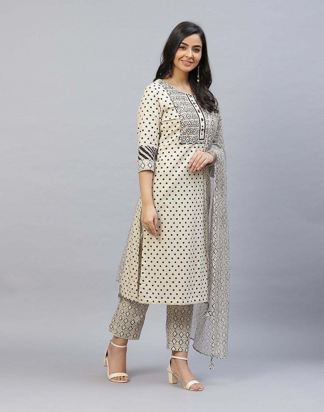 Printed Cotton salwar Kameez Stitched Suit With Kota Printed Dupatta