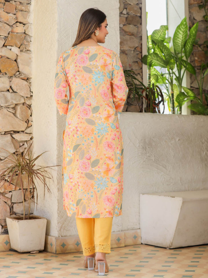 Printed Cotton Kurta With Pants