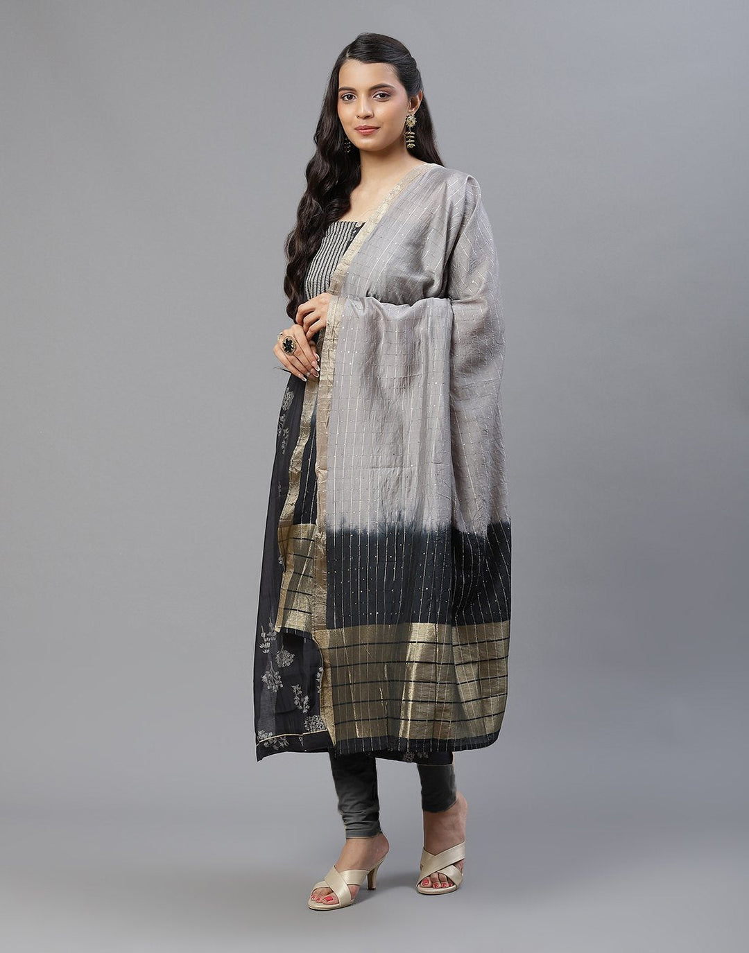 Chanderi Printed Embroidered Suit piece