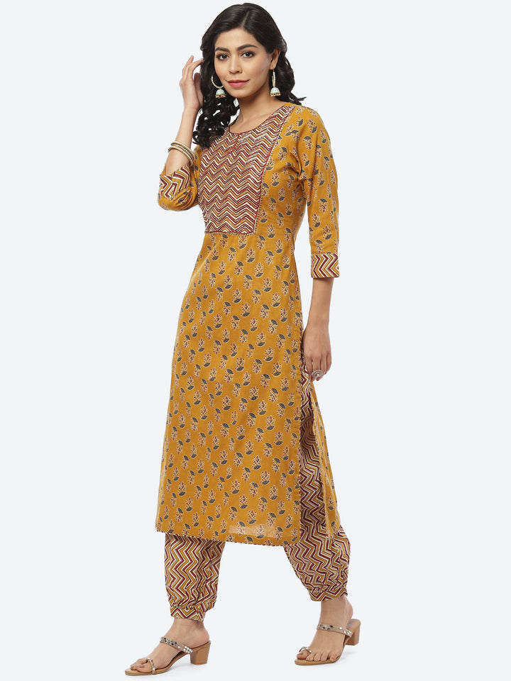Printed Gota Work Cotton Kurti With Afghani Pant