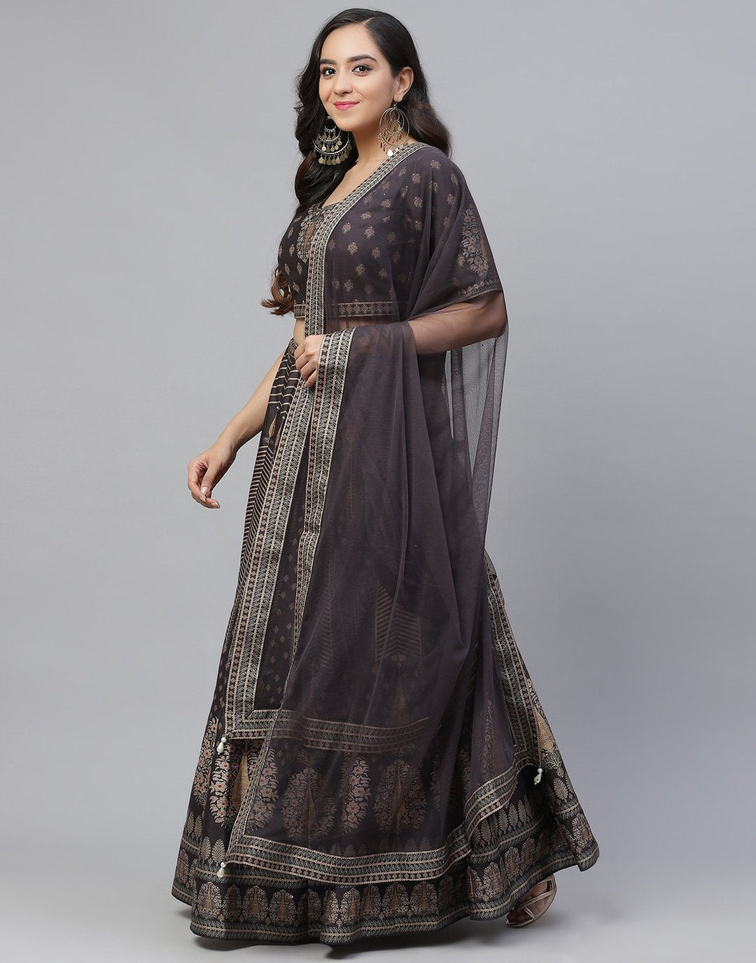 Art Tussar Lehenga With Net Dupatta