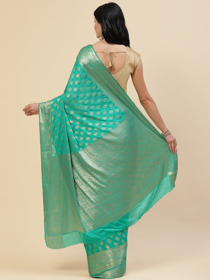 Zari Border Booti Chiffon Plain Saree
