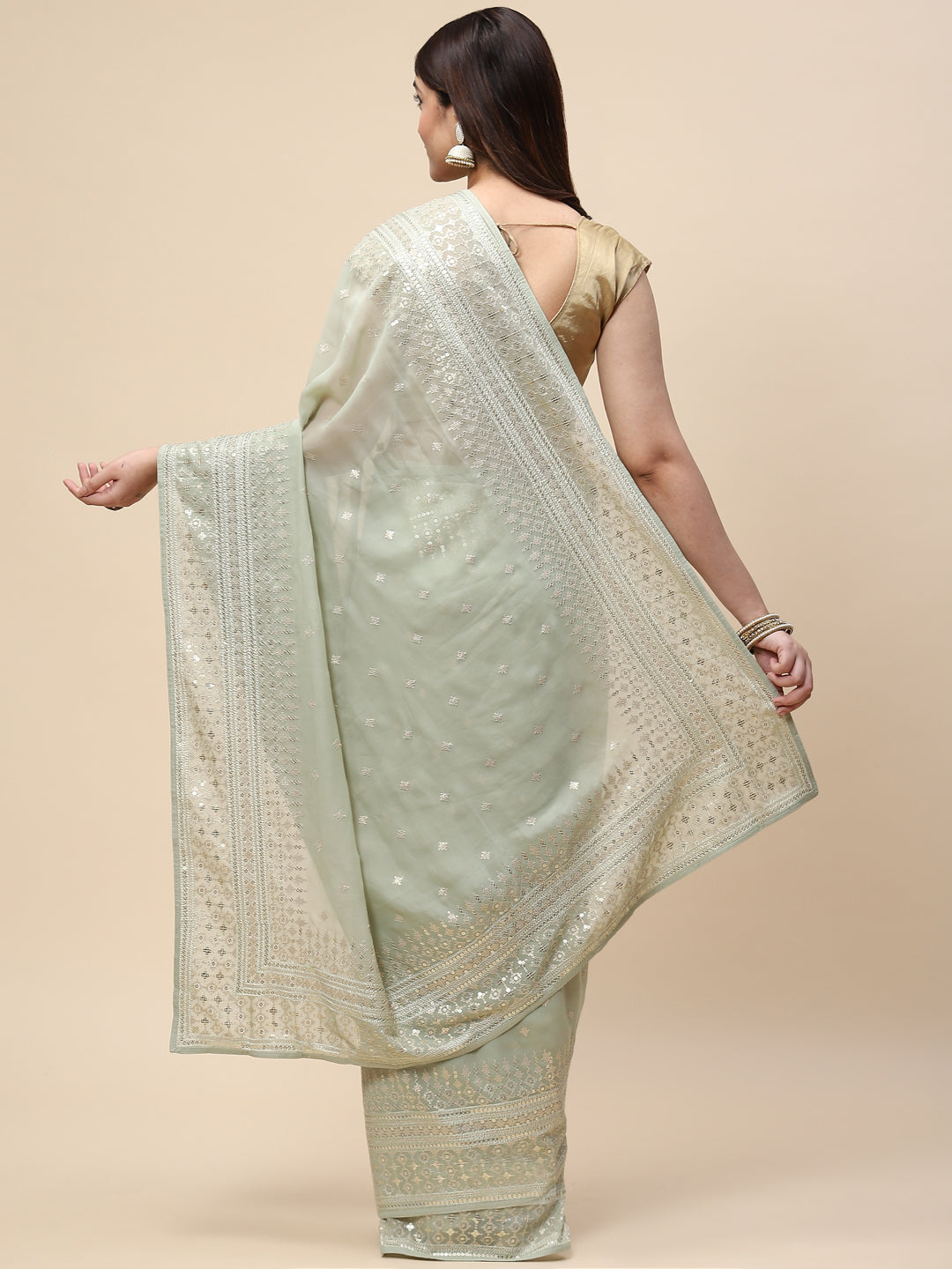 Sequin Embroidered Georgette Saree