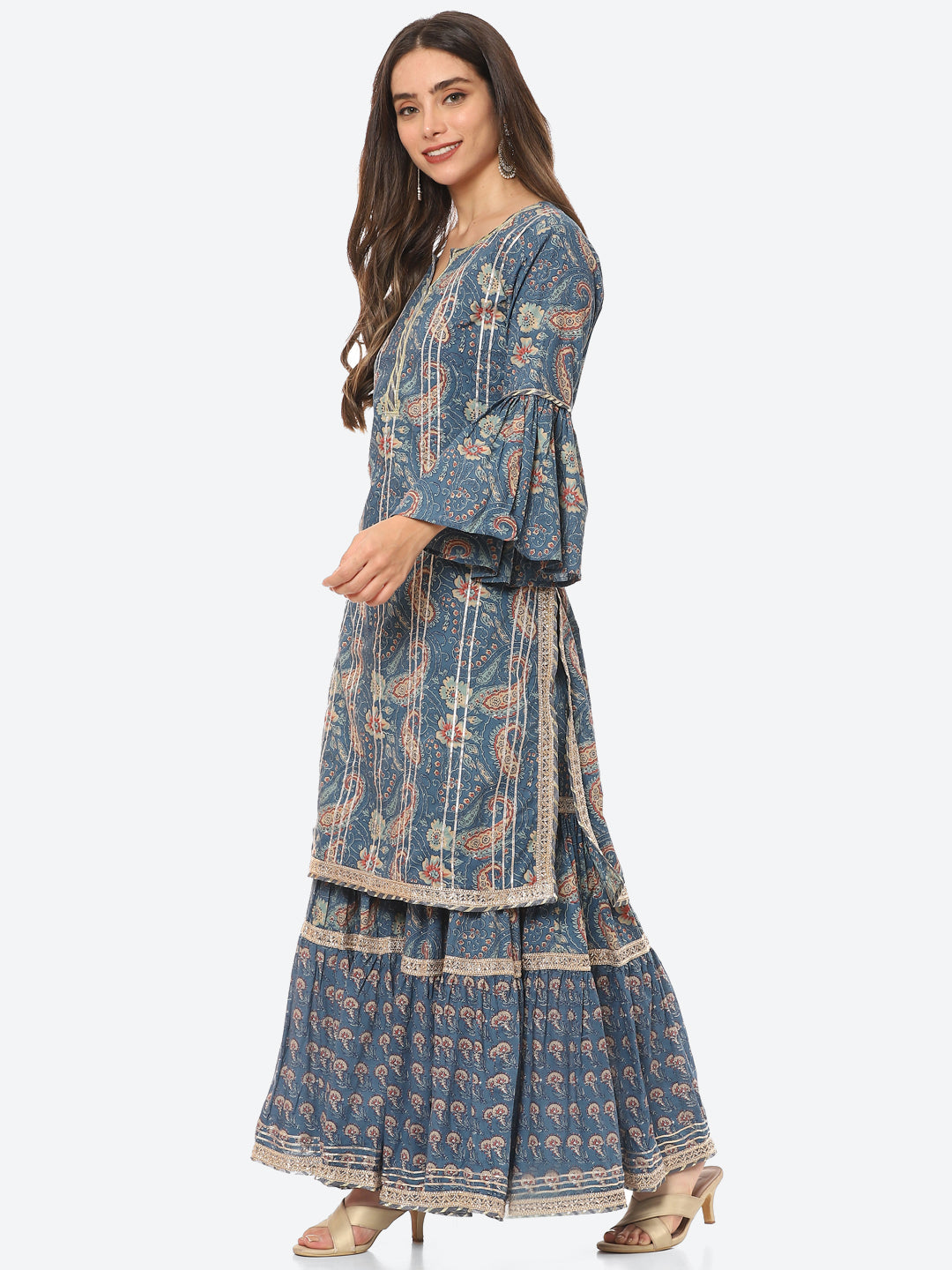 Printed Cotton Kurta With Sharara