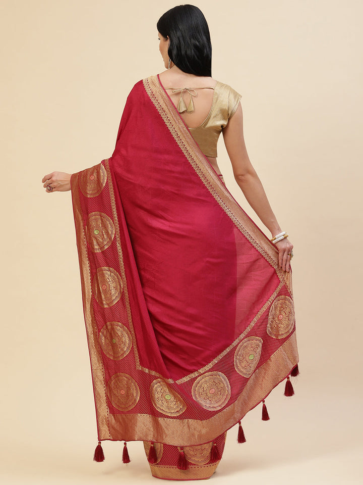Zari Border Booti Banarasi Woven Saree