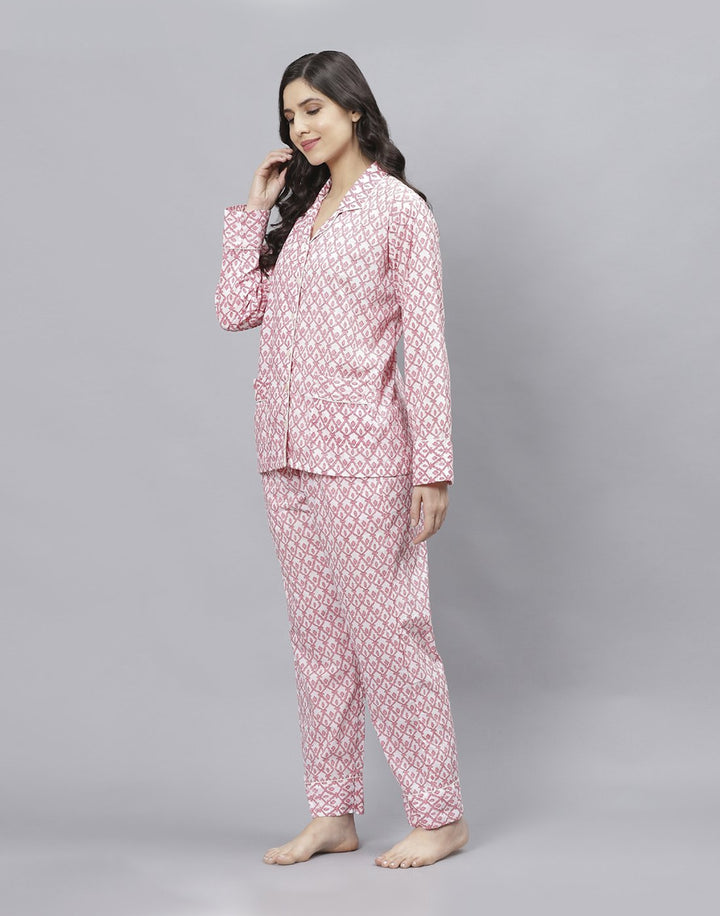 Pink Cotton Printed Comfort Wear
