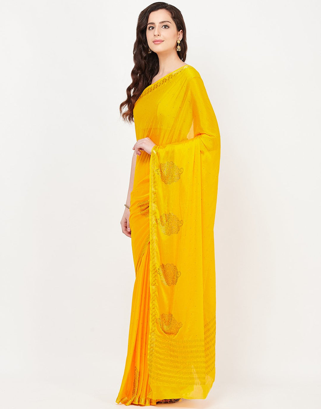 Mustard Art Crepe Saree