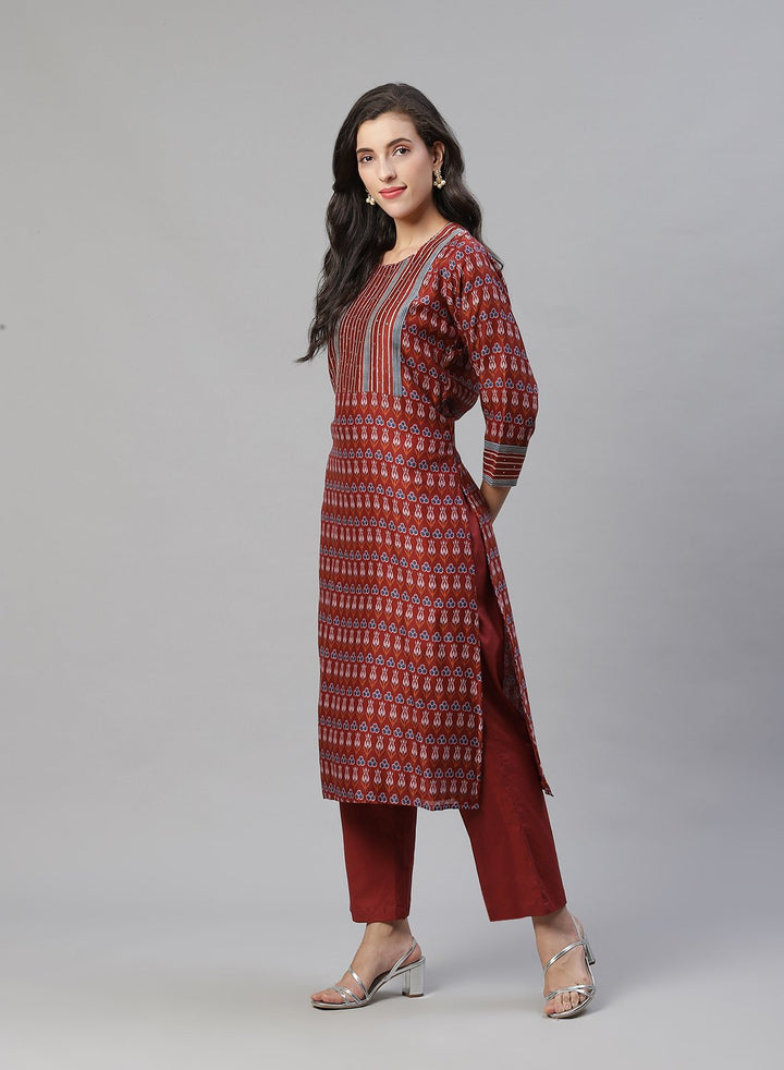 Printed Cotton Kurti With Pant
