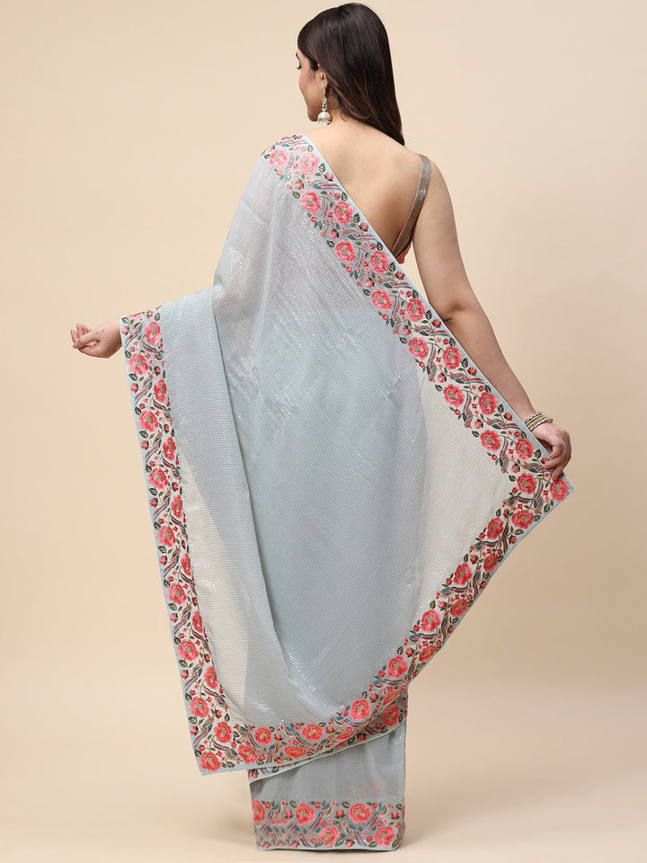 Sequin Embroidered Georgette Saree