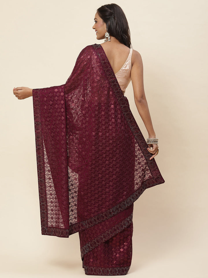 Sequence Embroidered Chiffon Saree
