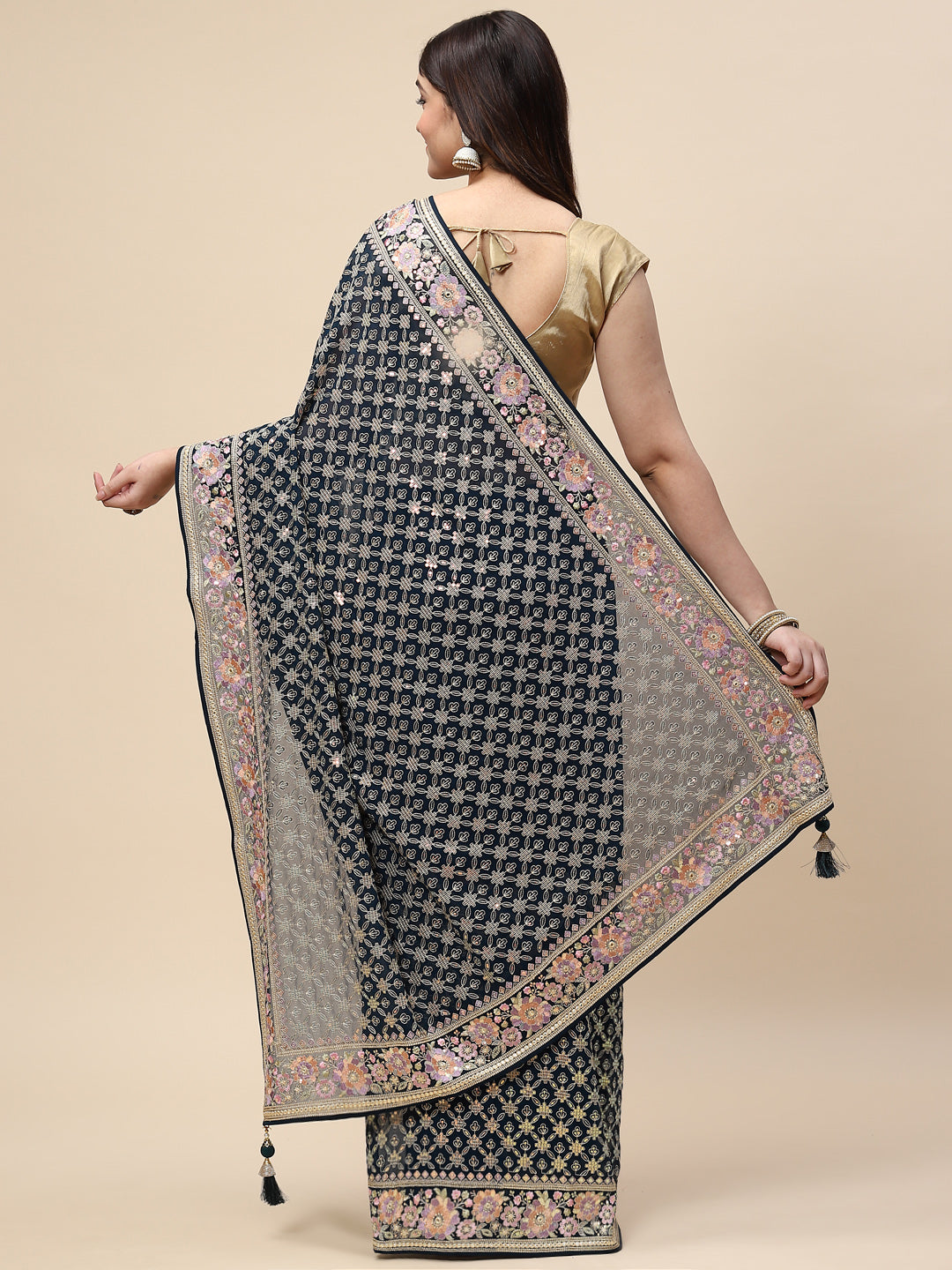 Sequin Embroidered Georgette Saree