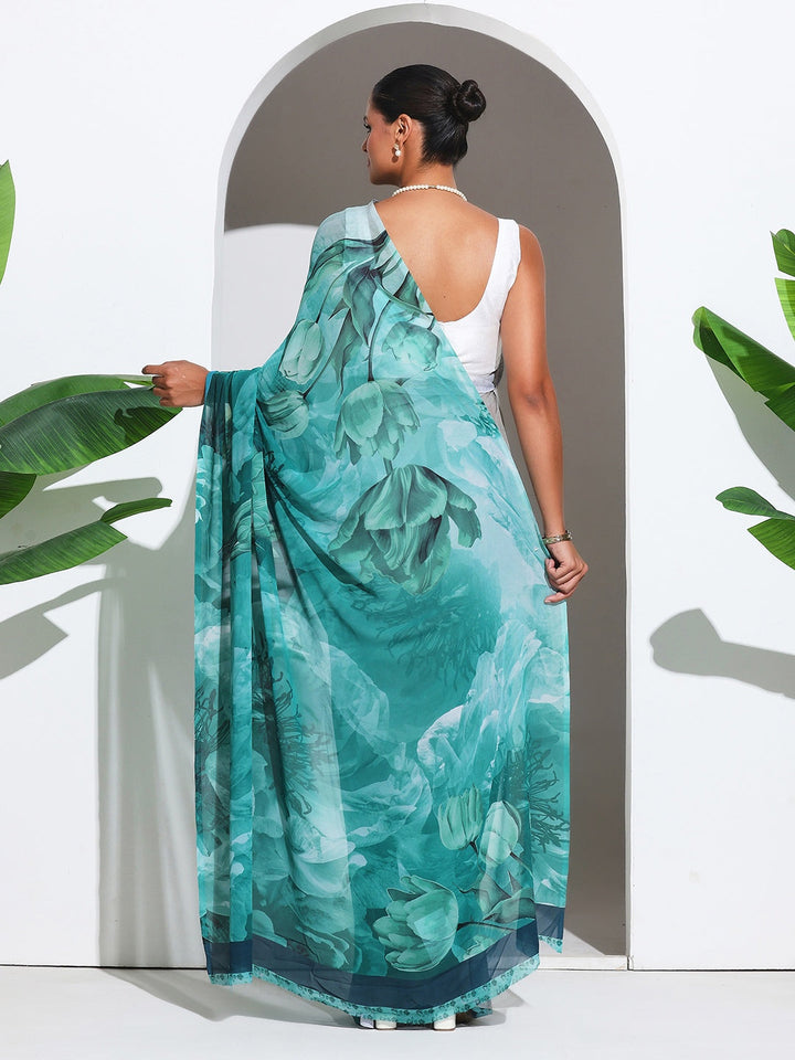 Floral Printed Georgette Saree