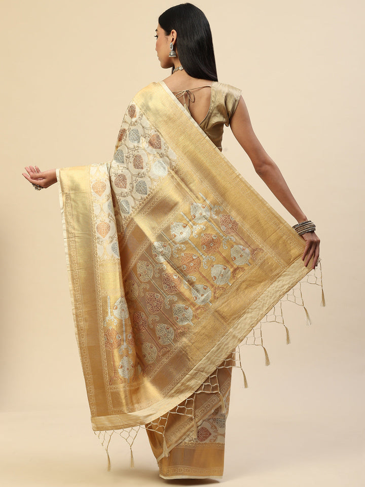 Zari Jaal Banarasi Woven Saree