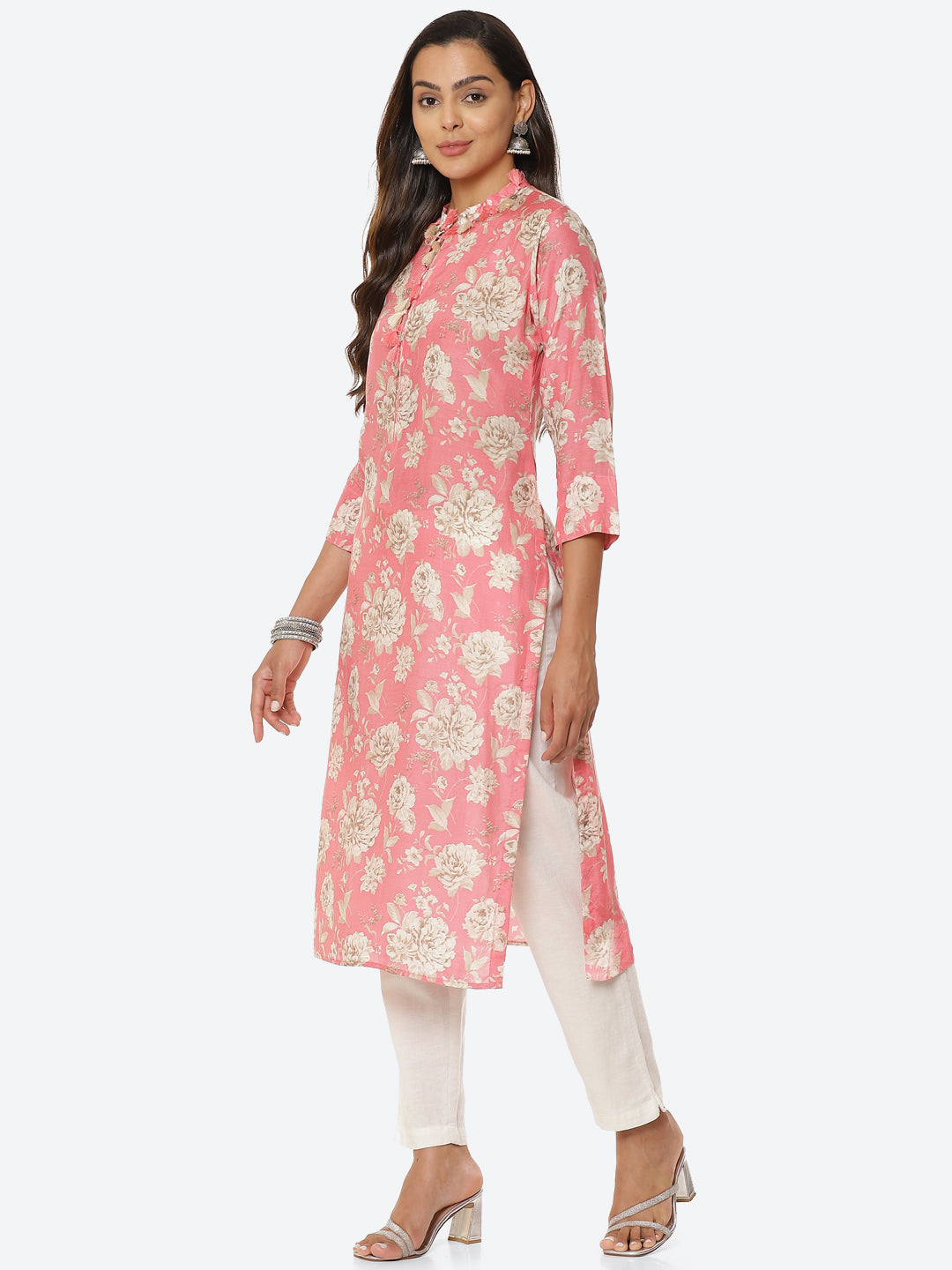 Floral Printed Muslin Kurta