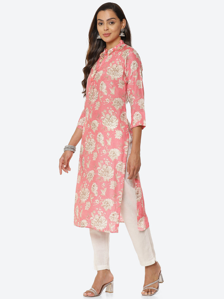 Floral Printed Muslin Kurta