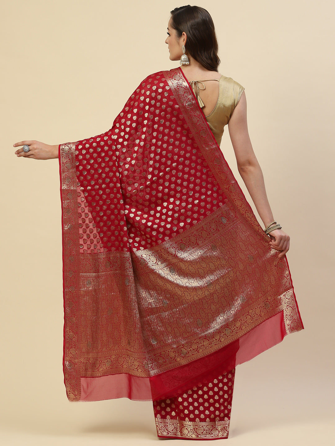 Antique Booti Georgette Plain Saree