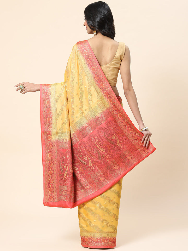 Floral Zari Jaal Tussar Woven Saree