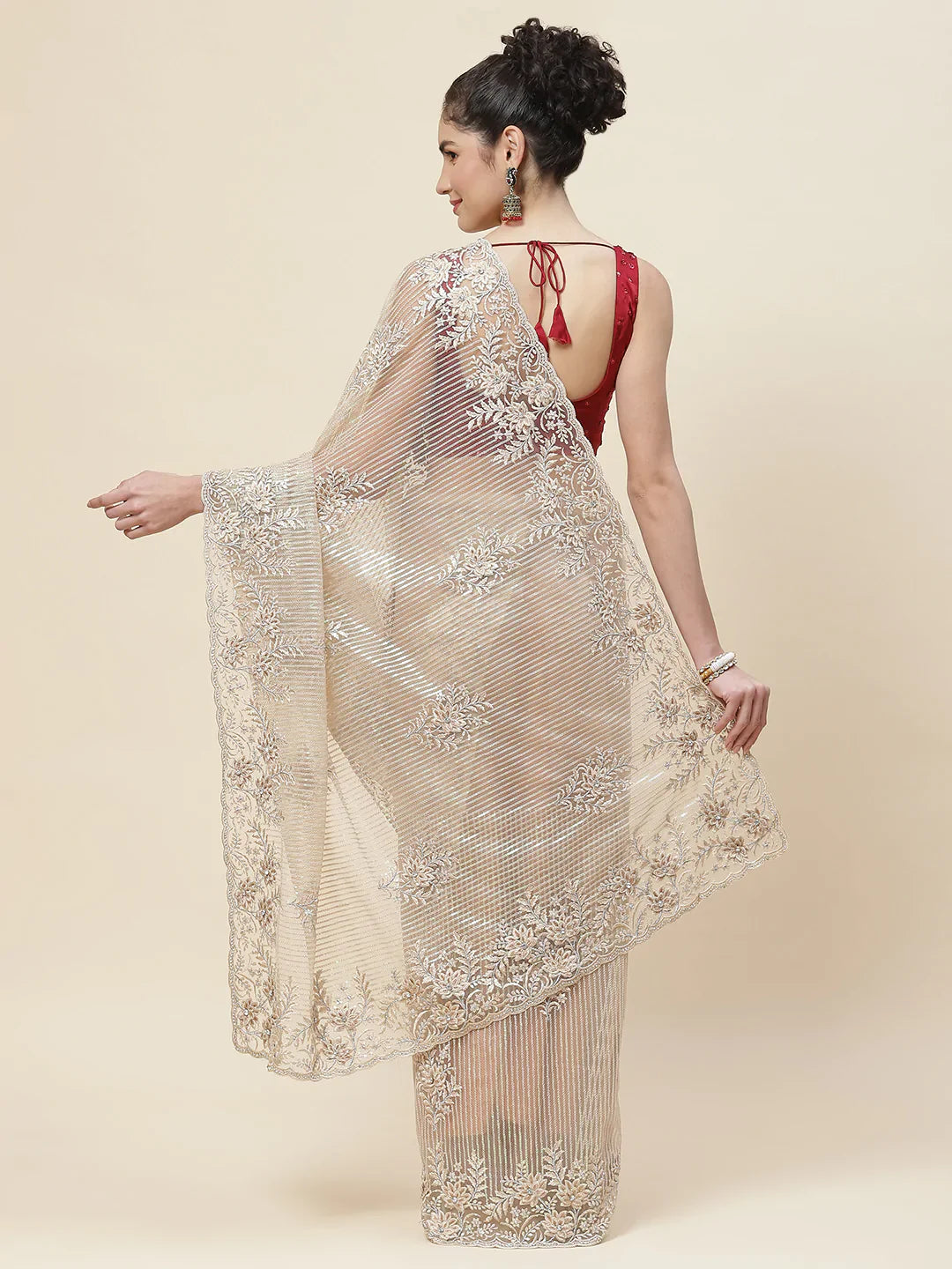Swarovski Jaal Embroidered Net Saree