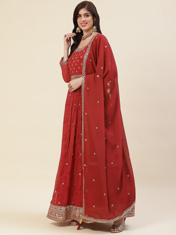 Resham Sequin Booti Georgette Kurta With Dupatta
