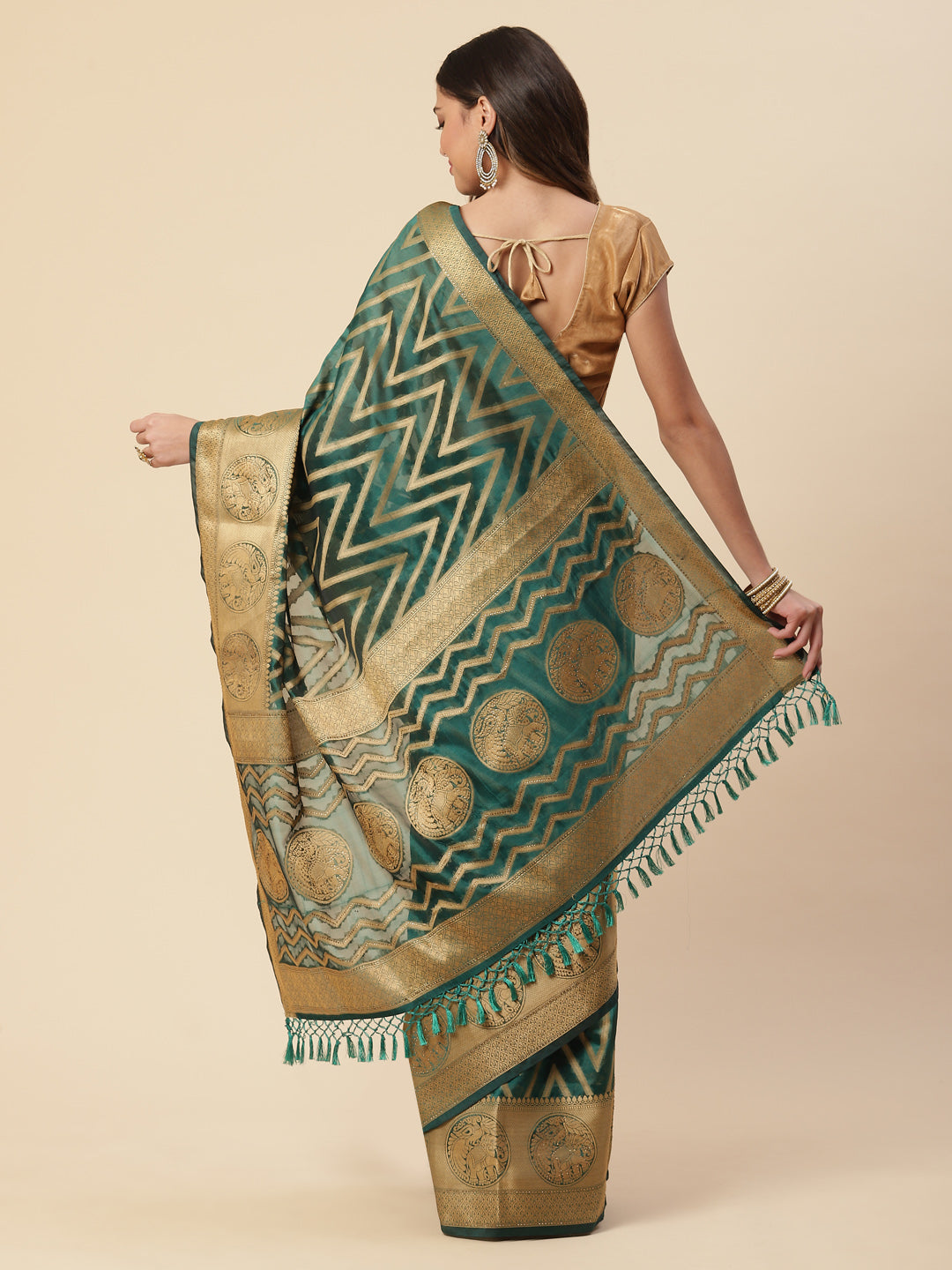 Stone Work Cotton Woven Saree
