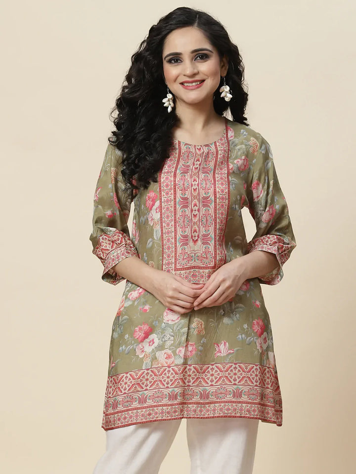 Floral Digital Printed Crepe Kurti