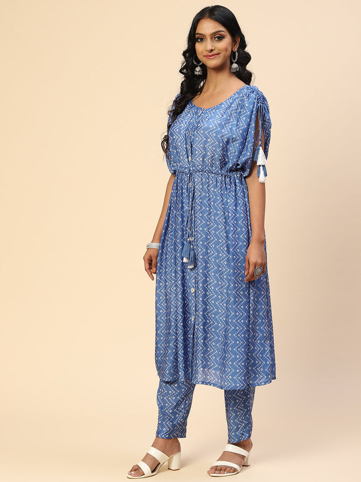 Zigzag Printed Muslin Kurta With Pants