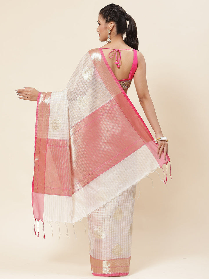 Zari Border Booti Cotton Woven Saree
