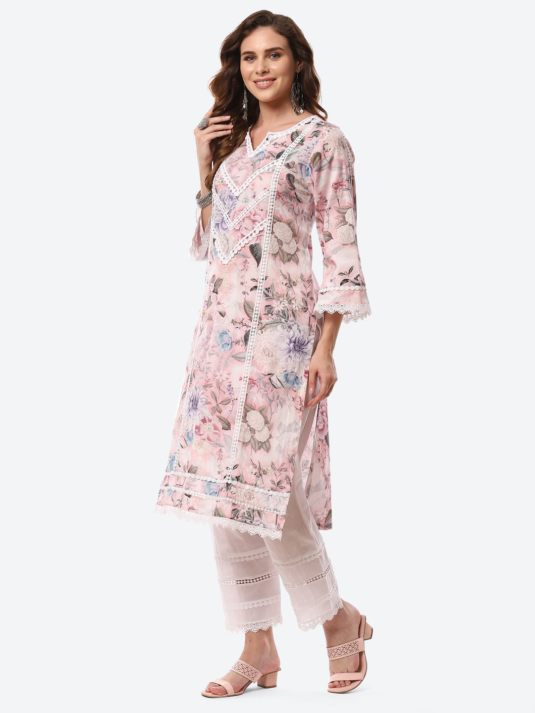 Digital Floral Printed Cotton Kurta With Pant
