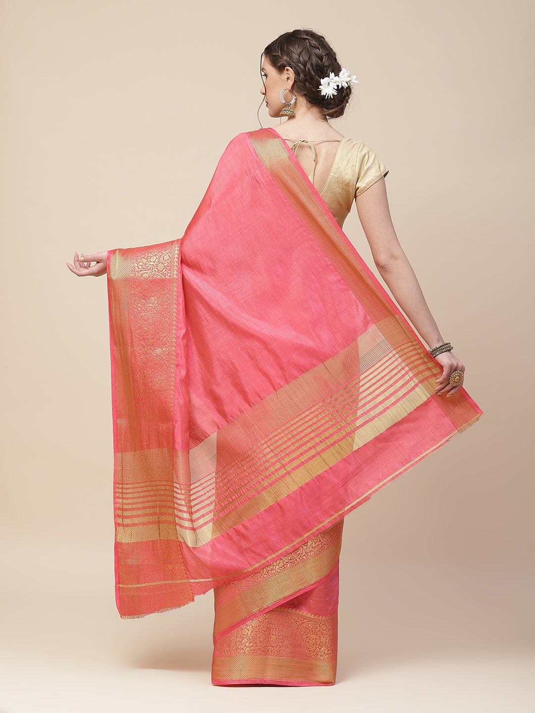 Zari Border Woven Art Handloom Saree