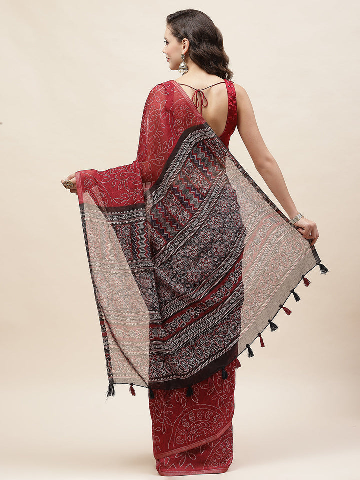 Bandhani Printed Cotton Saree