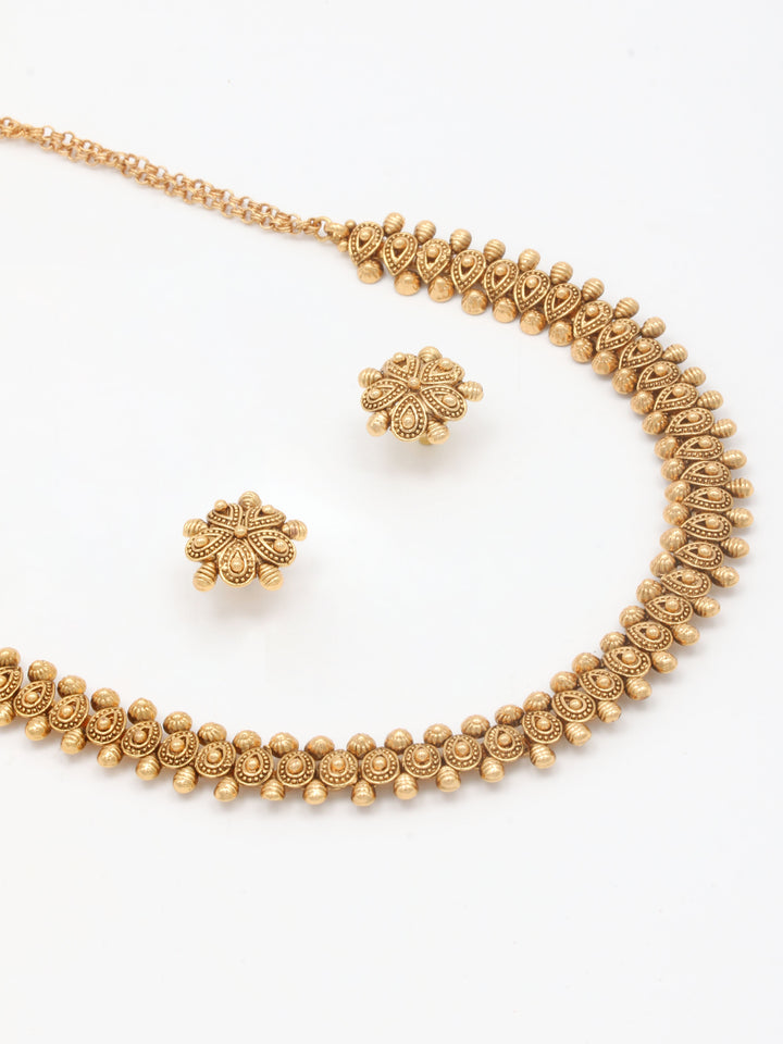 Gold Plated Necklace With Earrings