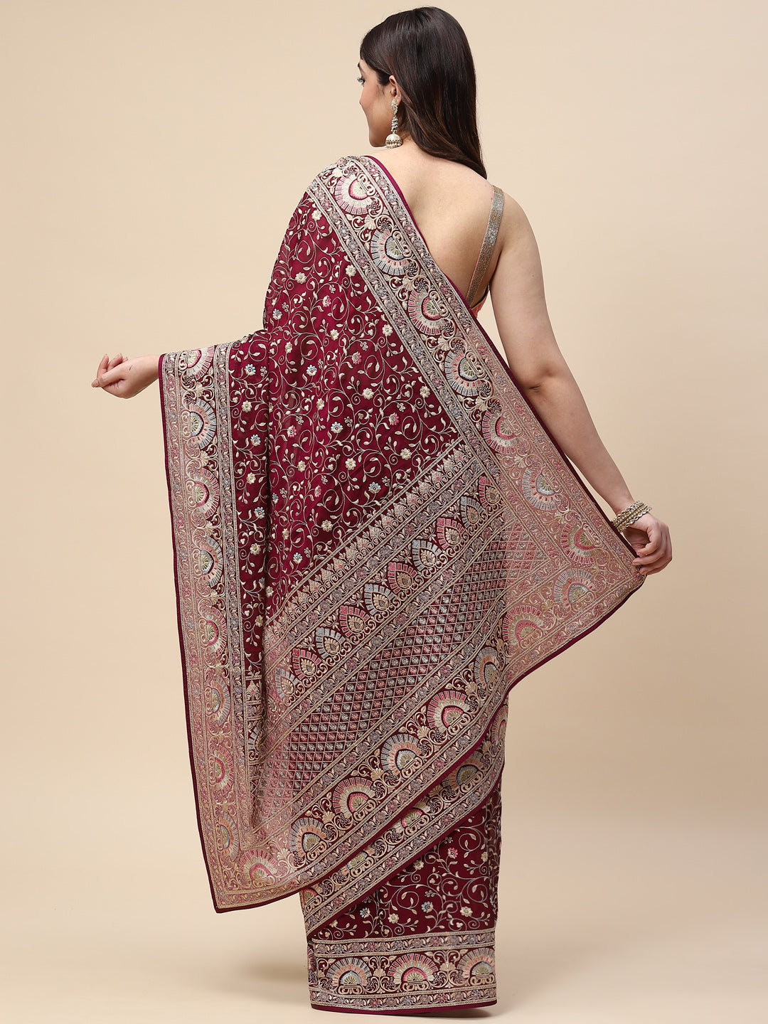 Resham Jaal Embroidered Organza Saree