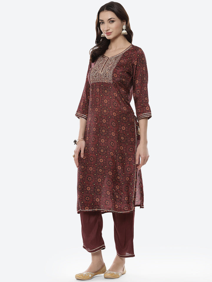 Block Printed Gota Patti Cotton Kurti With Pant