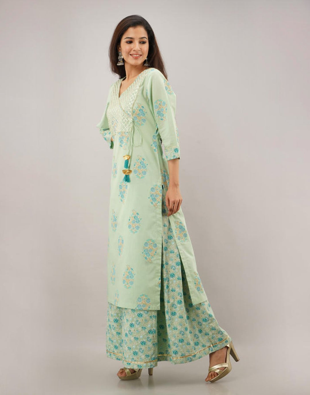 Printed Cotton Kurti With Plazzo