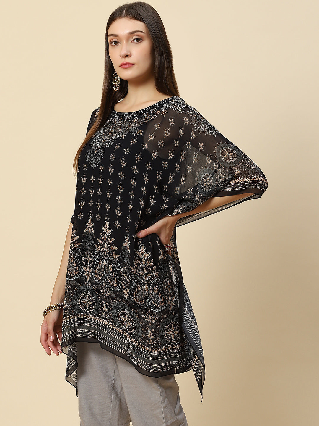 Digital Printed Georgette Kaftan Kurta
