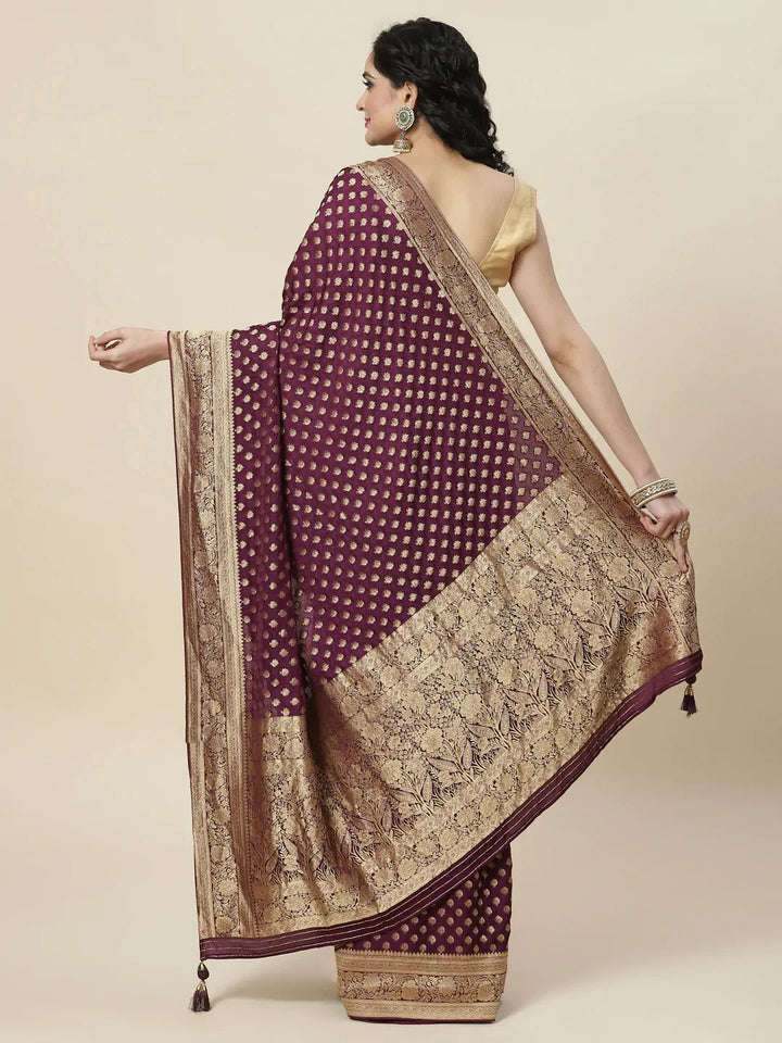 Zari Booti Satin Woven Saree