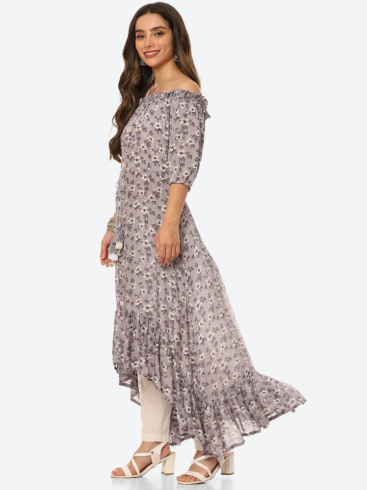 Floral Printed Muslin Kurta