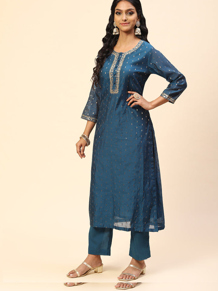 Zari Gota Work Chanderi Kurta With Pants