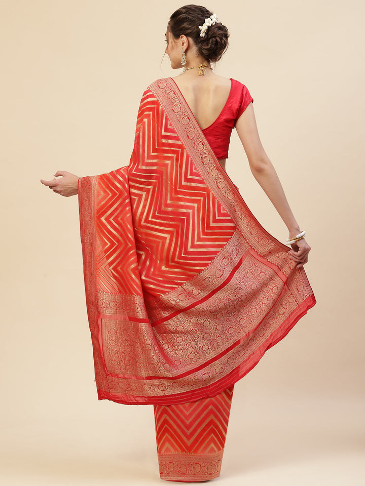 Zari Border Georgette Plain Saree