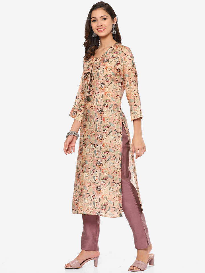 Floral Printed Muslin Kurta