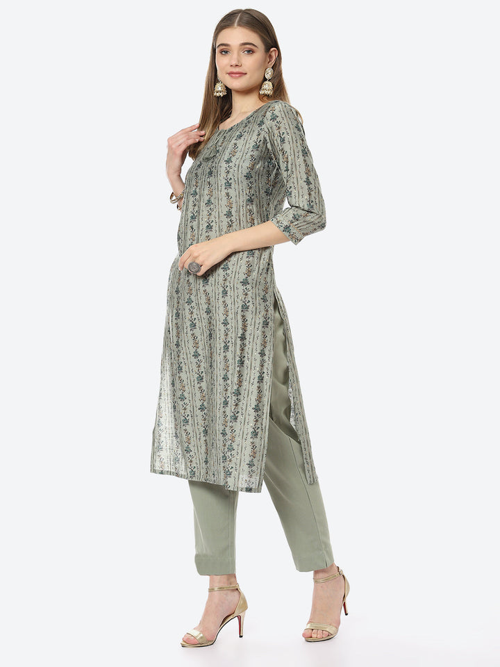 Printed Muslin Kurta With Pant