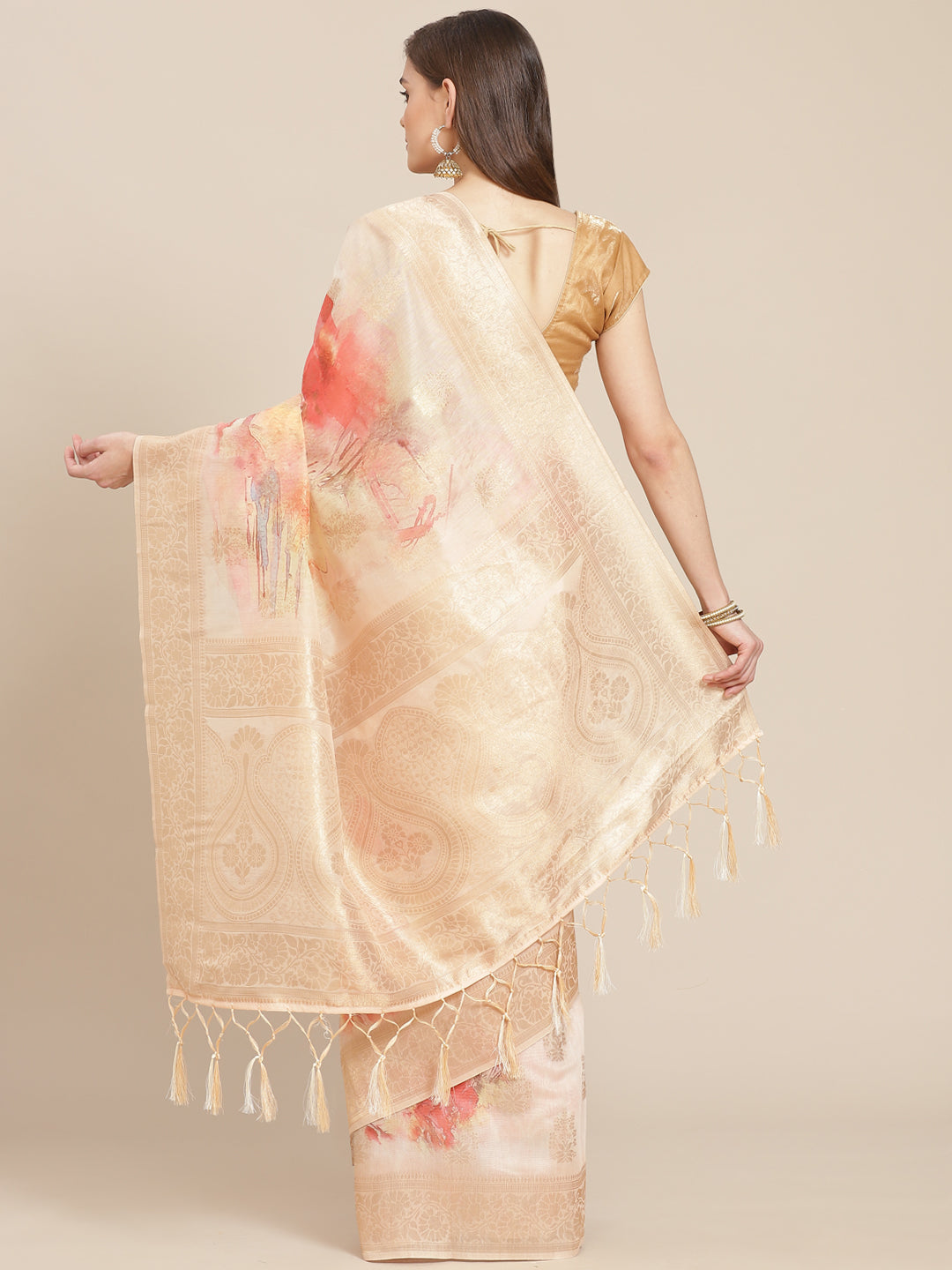 Digital Floral Banarasi Pallu Sarees Printed