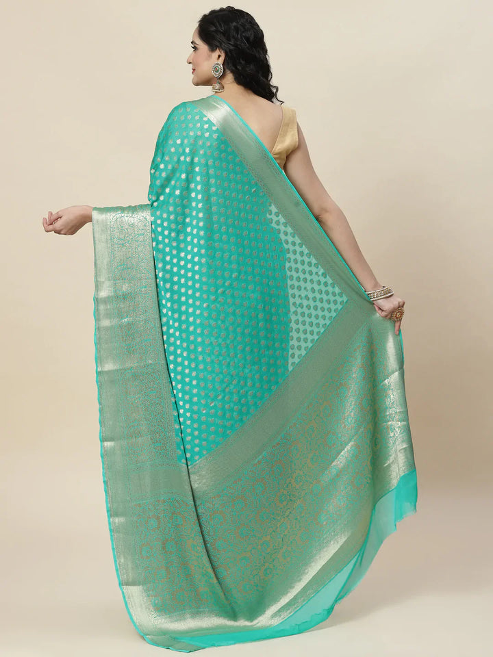 Zari Booti Georgette Plain Saree