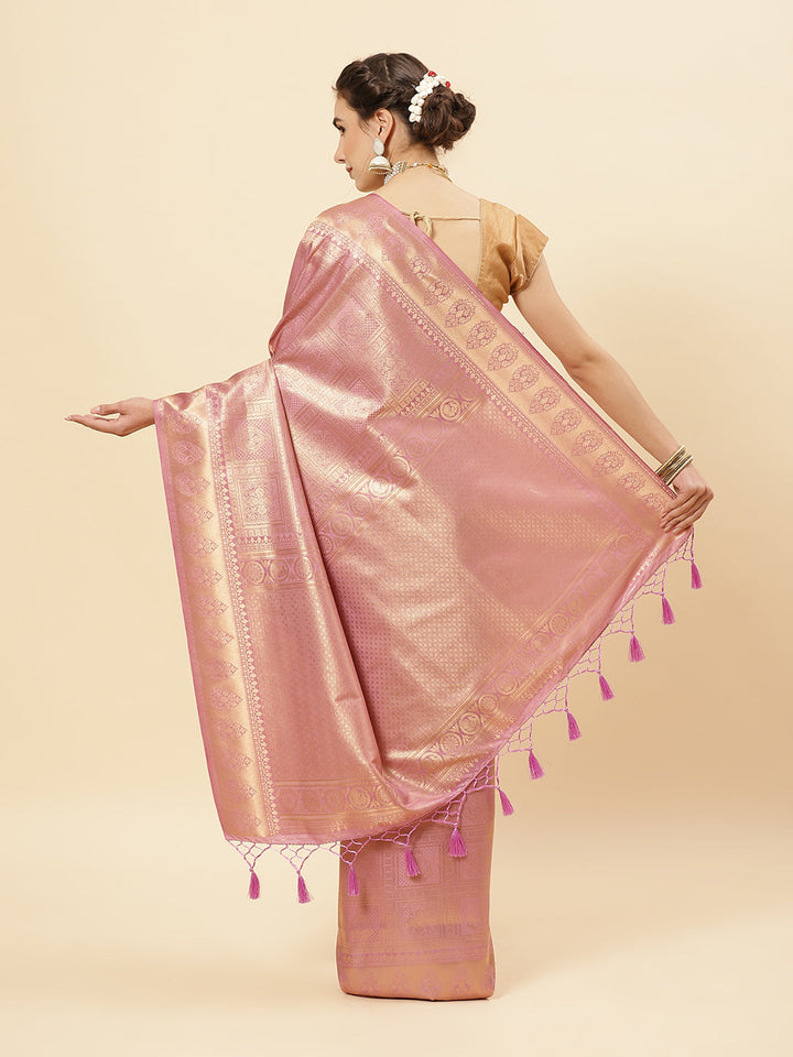 Brocade Zari Jaal Art Handloom Saree with Running blouse
