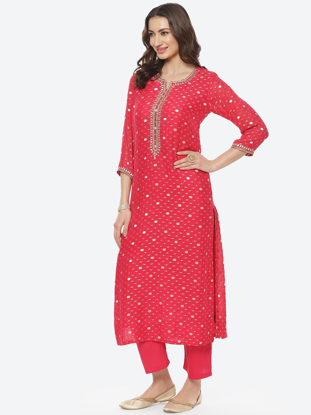 Sequence Gota Patti Georgette Kurti With Pant