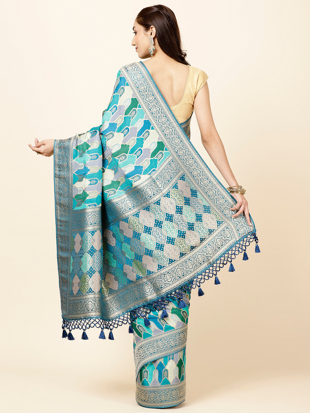 Zari Jaal Woven Satin Saree